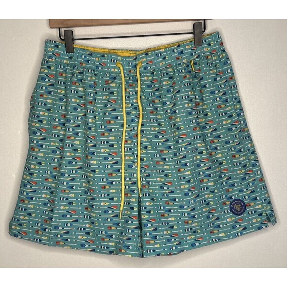 Swim Trunks Banana Boat UPF 50+ Mens Large Nautical Flag Preppy Charleston Blue - Picture 1 of 4